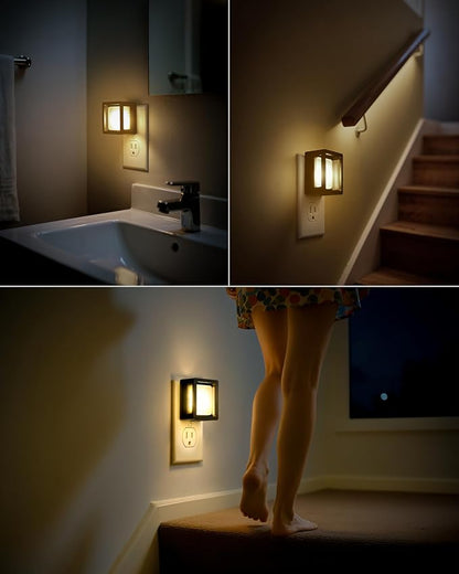 LED Night Light - Plug Into Wall [2 Pack] - with Dusk-to-Dawn Sensor 3000K Warm Lights - Adjustable Brightness for Adult Kids Bedroom Bathroom Toilet