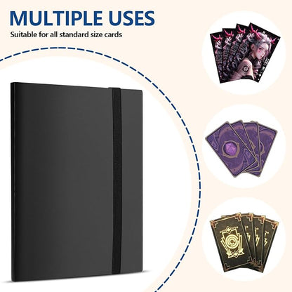 Card Binder, EDUDIIU 9 Pockets Premium Trading Card Binders, Cards Collection Binder Album, Side Loading Yugioh Holder Book for Sport, Football, Baseball Collector - Black