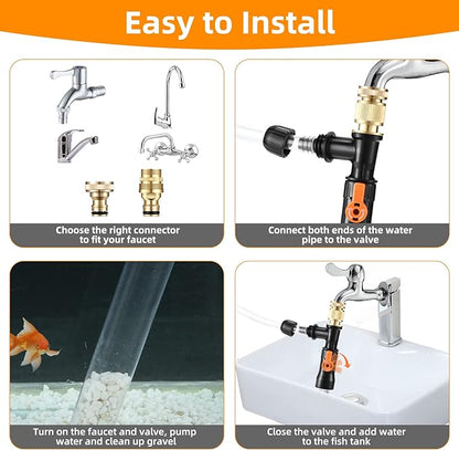 enomol Gravel Vacuum for Aquarium Water Changer Fish Tank Cleaning Tools,Siphon Universal Quick Pump Aquarium Water Changing (30ft)