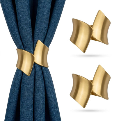 2 Pack Decorative Gold Metal Curtain Tie Backs Window Drapery Wire Drawing Spring Clip Holdbacks for Home Office