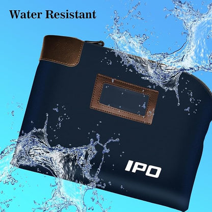 Waterproof Cash Bag with Lock and 2 Keys, 11 x 8.6 Inches, Canvas Documents Bag, Money Bank Deposit Bag with Zipper, Durable Leatherette Money Cash Coin Check Wallet Pouch for Men & Women
