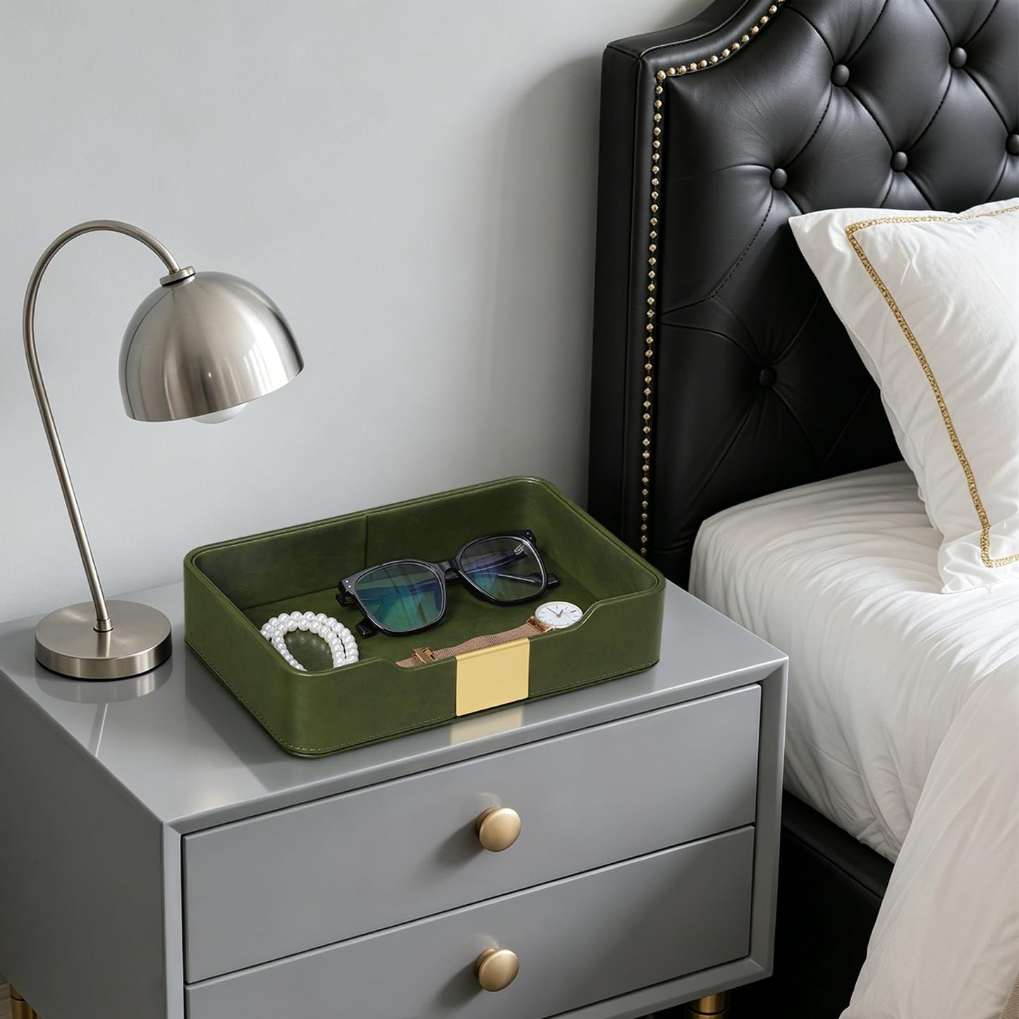 Valet Tray, Nightstand Organizer for Men Women, Key Bowl, Catchall Tray