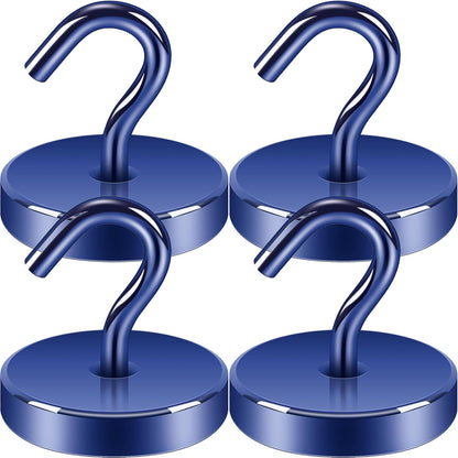 Neosmuk Magnetic Hooks, Heavy Duty 170lb Strong Magnets for Cruise Cabins, Ship Essentials, Large Metal Hooks for Hanging on Fridge(Navyblue,Pack of 4)
