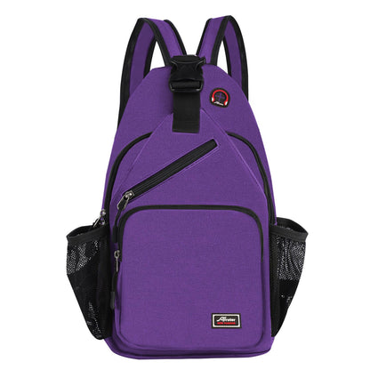 Afreter Crossbody Sling Backpack Men and Women Sling Bag Shoulder Backpack Travel Hiking Chest Bag Daypack (Purple)