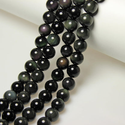 MJDCB Rare Collection Natural Stone Beads Rainbow Obsidian Round Loose Beads for Jewelry Making DIY Bracelet Necklace (6mm)
