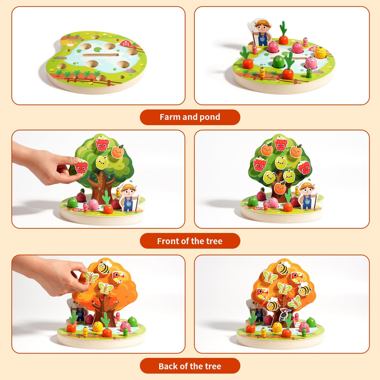 INIFEIDALA Montessori Toys for 3 4 5 Year Olds | Birthday Gifts for Boys & Girls, Wooden Educational Toddler Toys, Shape Sorting, Carrot Harvest & Magnetic Fishing Game – Fine Motor Skills Development