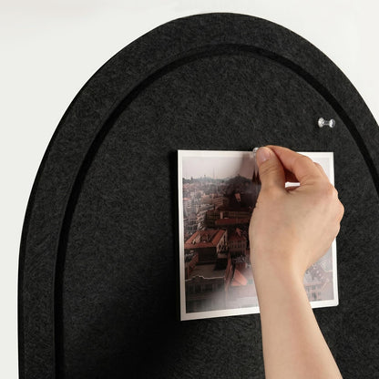 Arched Felt Bulletin Board, Sized 24" x 18" Cork Board Alternative Grooved Edge Foldable for Office & Wall, Customizable Adhesive Tiles with Pins Hooks for Photo Display School Home Office, Black