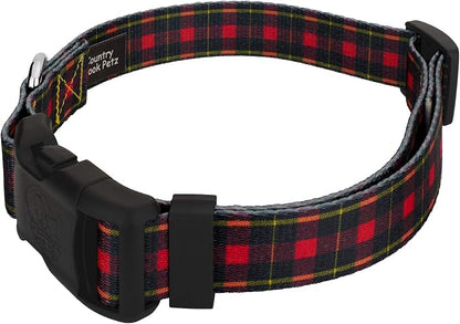 Country Brook Petz - Buffalo Plaid Everyday Dog Collar and Leash - Plaid and Argyle Collection Featuring Charming Designs (1 Inch, Medium)