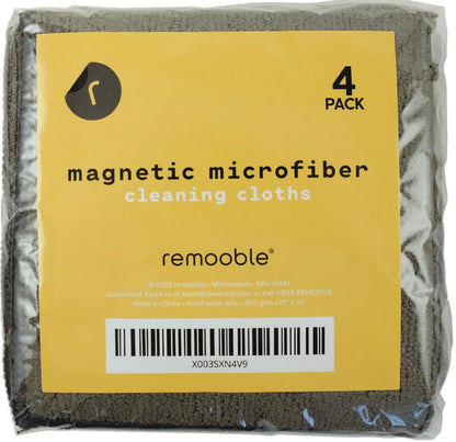 Remooble 4 Pack Magnetic Microfiber Cleaning Cloth Dry Erasers for Whiteboards - Towel Hangs on Metal Edged White Boards, Glassboards, and Blackboards Washable - 10'' X 10''