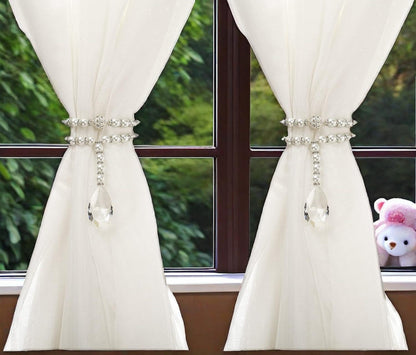 SUQ I OME 1 Pair of Luxury Pearl Beaded Magnetic Curtain Tieback and Holdback Curtain Clips Curtain Buckle Curtain Holder Blingbling Curtain Holdbacks for Drapes,Pearl