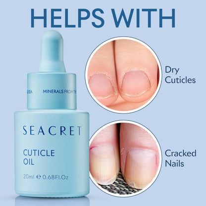SEACRET NAIL CARE COLLECTION: Dead Sea Mineral Fingernail & Toenail DIY Salon Manicure Treatment Set with File, 3-Way Buffer Block for Shine, 1 Oz Cuticle Oil, & 6.8 Oz Body Lotion Kit