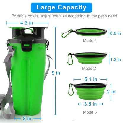 Dog Travel Water Bottle Collapsible Bowls, 2 in 1 Pet Food Container with Collapse Bowls, Outdoor Portable Water Bowls for Walking, Traveling, Camping and Hiking (Orange)