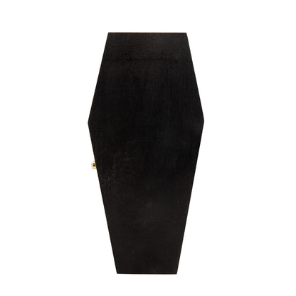 Creative Hobbies 12" Black Painted Wooden Coffin Box – Hinged Halloween Casket for Décor, Party Favors, Goth Display, Doll or Pet Memorial