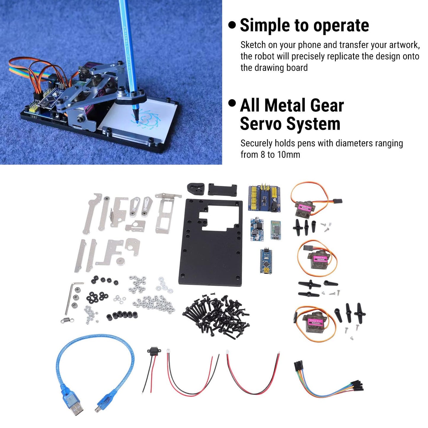 DIY Drawing Robot Kit with Mechanical Arm - Educational Pen Plotter Writing Robot for Classroom Learning & Kids Creative DIY Projects