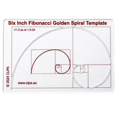 6" Fibonacci Spiral Stencil Template — Golden Ratio Tool for Drawing — Fibonacci Template — Geometric Stencil for Art, Drafting and Quilting — Clear PETG — Made in Australia