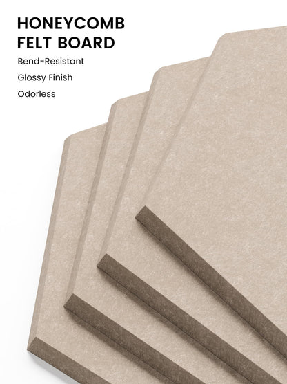 Fluxynara Hexagon Cork Board Alternative for Walls Decor-12-Pack Felt Bulletin Board Tiles,with 30 Pushpins,70 Adhesive Tabs for Office,Classrooms & Home Pin Board Felt Board-Taupe