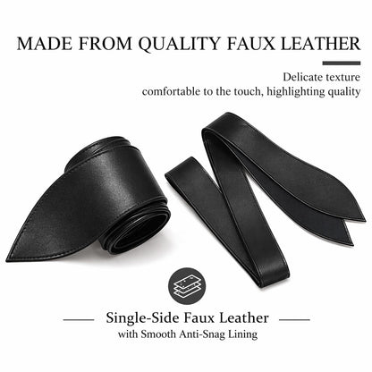 ChinEluviis Womens Obi Belt Fashion Corset Wide Leather Knotted Cinch Tie Wide Belt for Evening Dress Black M