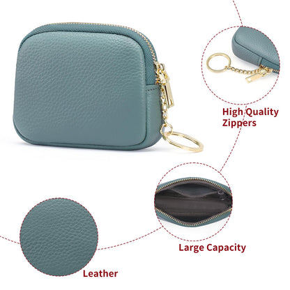 SENDEFN Mini Coin Purse Soft Leather Small Coin Pouch Purses Women Zipper Pocket with Key Ring