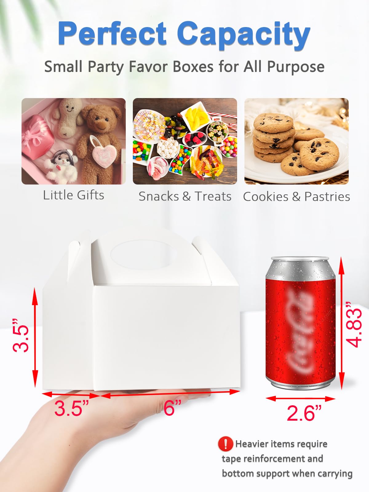 Shallive 50 Pcs Small Party Treat Boxes, Goodie Box for Kids Birthday White