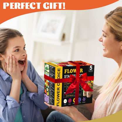 Indoor Daisy Garden Starter Kit with Gardening Tools - Planter Bags, Markers, Soil Disks and Shears, Home Gardening Gifts for Women Men Plant Lovers