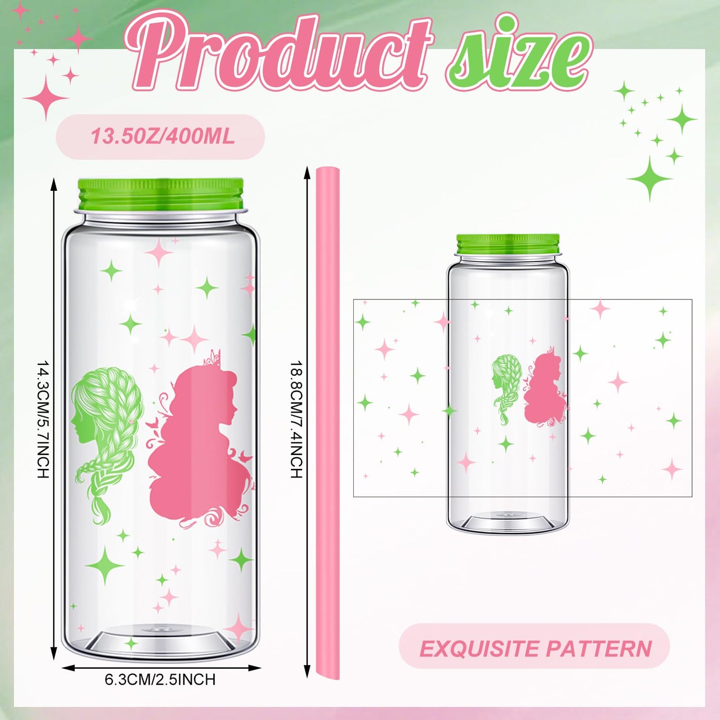 25 Pcs Witch Theme Party Decorations Bulk Reusable Plastic Cups 13.5 oz Pink and Green Drinking Tumblers with Lids Straws Witch Princess Party Favor Cup for Wizard Friendship Galentine Valentine Gift