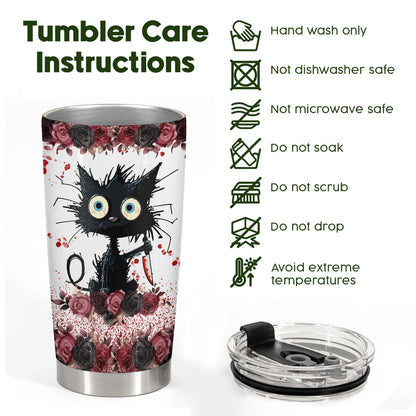 34HD Crazy Cat Tumbler with Lid, 20 oz Stainless Steel Vacuum Insulated Put You In The Trunk Mug, Funny Gifts for Cat Lover Women Men, Black Kitty Gifts for Birthday Halloween Christmas