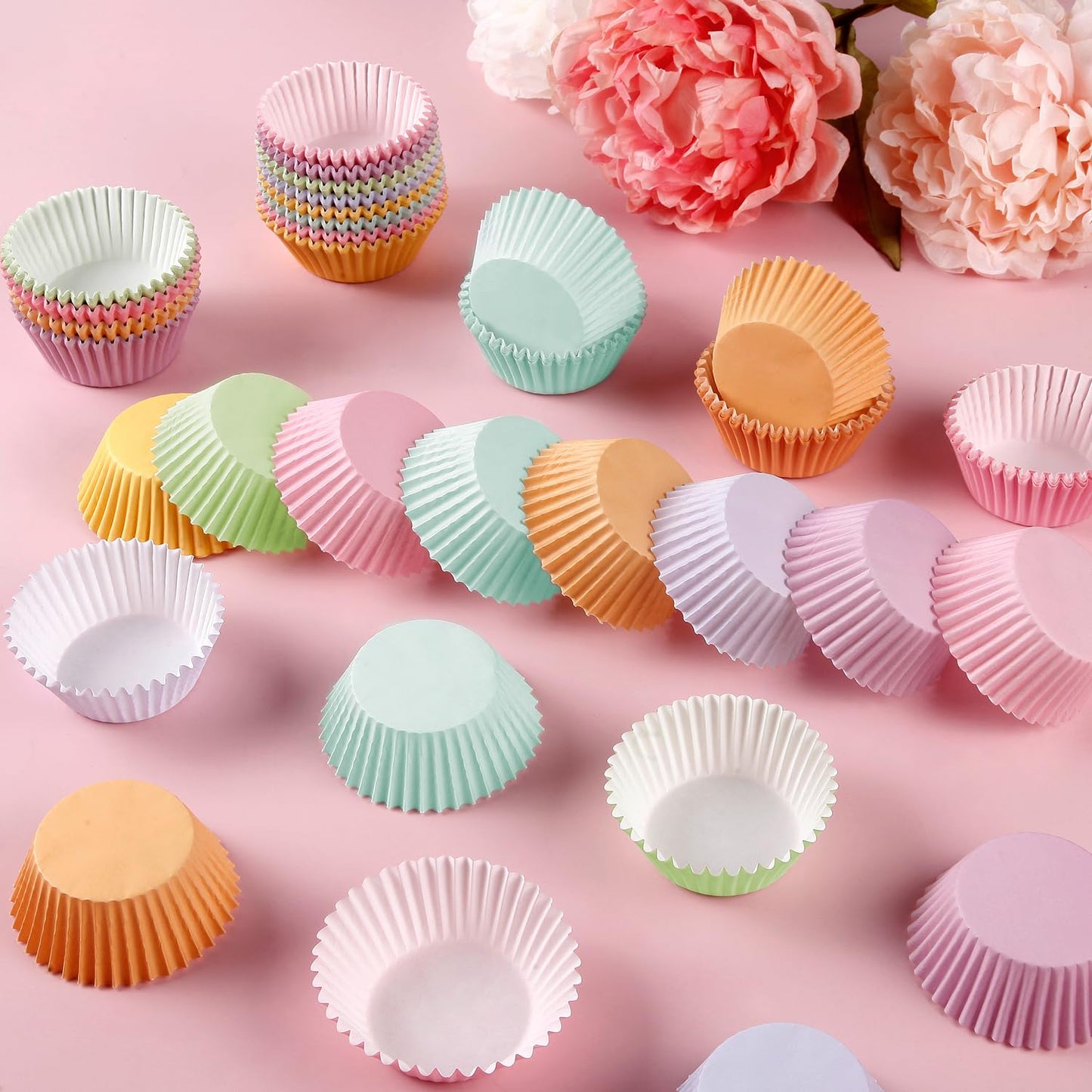 GreenPine Cupcake Liners Rainbow Pastel Standard Baking Cups for Birthday