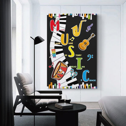 LINWDSB Music Themed Poster Musical Notes Wall Art Colorful Music Poster for Kids Students Classroom School Chalkboard Nursery Wall Back to School Supplies Unframe style 12x18inch(30x45cm)