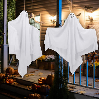 Hanging Ghosts Outdoor Decorations, 4 Pack 28" Cute Flying Ghosts - Halloween Decor for Home, Tree, Porch, Patio, Lawn, Garden, Party & Holiday