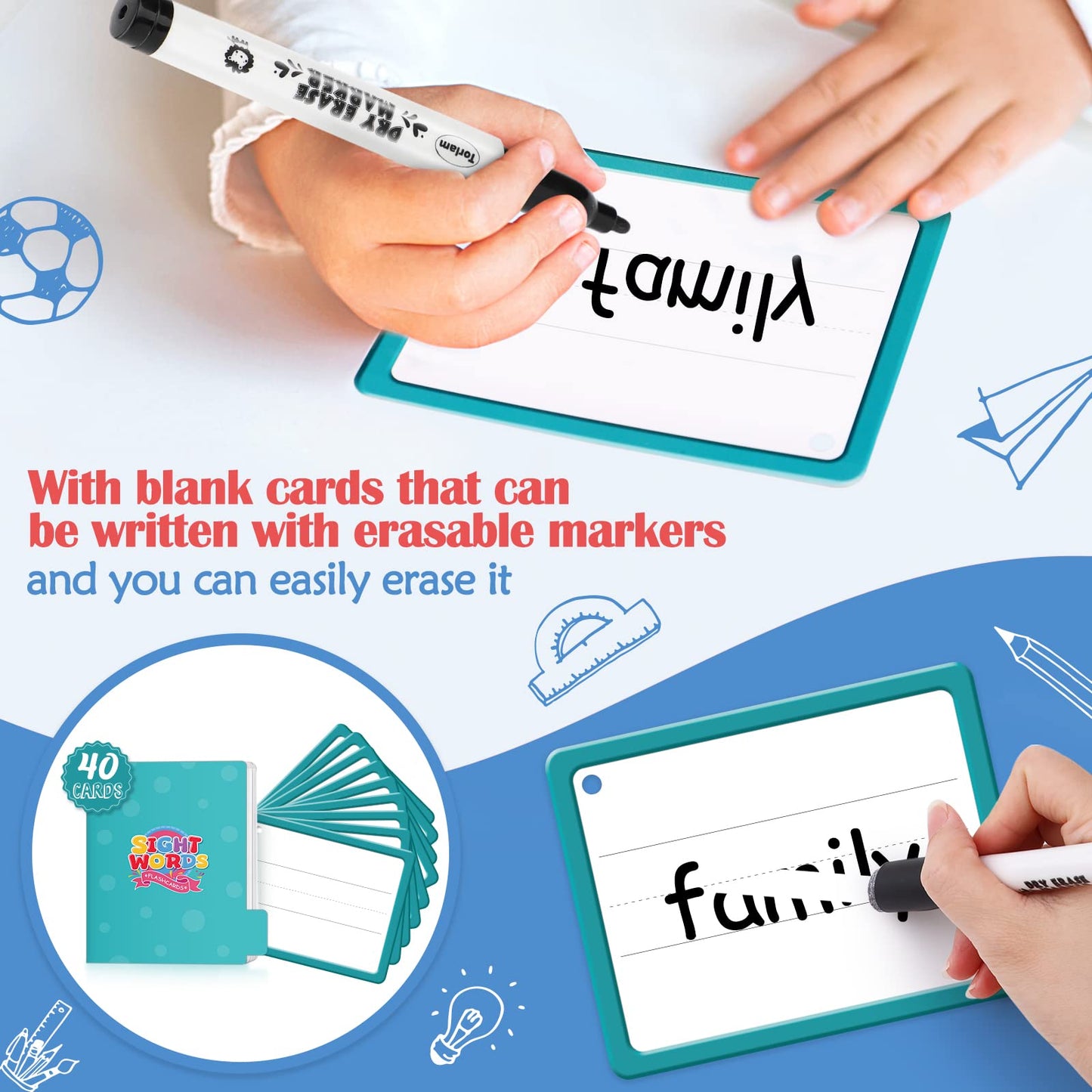Torlam Sight Words & Phonics Flash Cards for Kids, Learn to Read Digraphs CVC Blends Long Vowel Sounds Spelling Reading Phonics Games, Site Words for Pre-k Kindergarten 1st 2nd 3rd Grade Homeschool