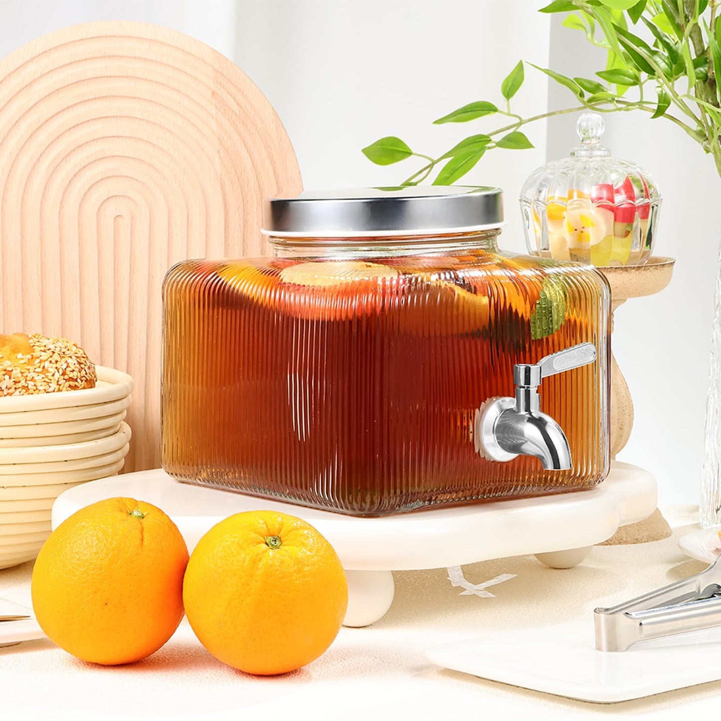 1 Gallon Drink Dispensers for Parties,Beverage Dispenser for Fridge with Leakproof Stainless Steel Spigot, Ideal for Water, Lemonade, Juice, Iced Tea