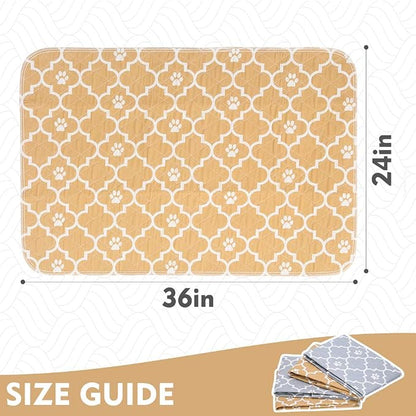KOOLTAIL Washable Pee Pads for Dogs, 4 Packs Super Absorbent Leakproof & Non-Slip Dog Pee Pad Large, Reusable Puppy Training Pads Waterproof, Pet Mat Rug for Whelping,Floor,Crate Cats Animals, 24"x36"