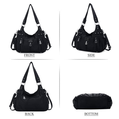 Angel Kiss Large Purses and Handbags for Women Washed Faux Leather Crossbody Hobo Satchel Shoulder Handbag Tote Purse