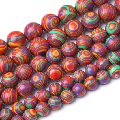 32PCS 12MM Beads Colorful Malachite Beads Round Loose Beads Natural Gem Beads for Jewelry Making 15"