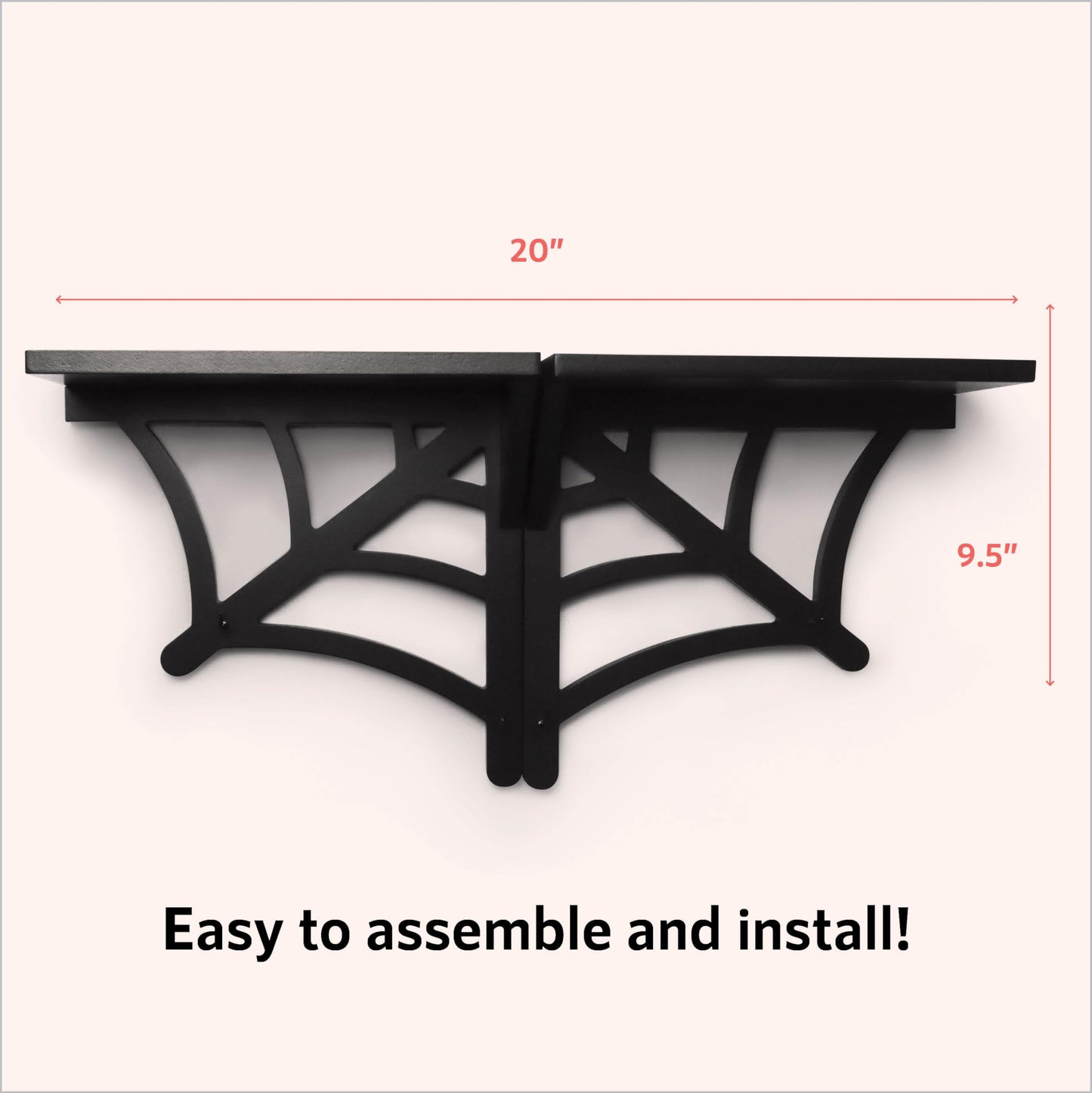 BELL BOOK AND CANDLE 2 PC Spider Web Floating Shelves - Hang Separately or Together - Spooky Gothic Decor - Goth Oddities Shelf - Horror Bookshelf