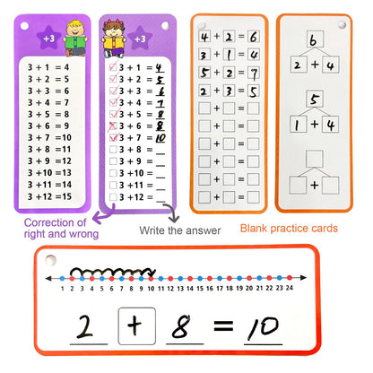 Math Flash Cards Set of 4-204pcs Reusable Math Practice Cards with Addition, Subtraction, Multiplication, Division, Flash Cards,Games for Kids Ages 6+ |Spark Skills & Fun Learning