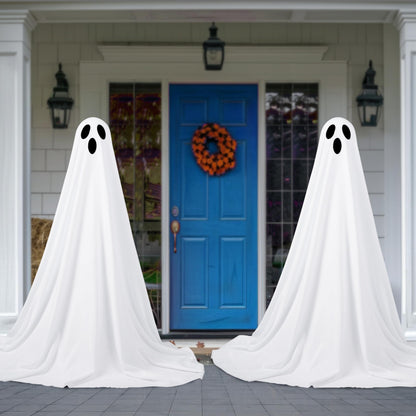 JOYIN 2 Packs 47'' Halloween Decorations Outdoor Standing Ghost, Standing Ghost Halloween Decor with Warm String Lights & Timer for Yard Porch Lawn Garden Party Supplies