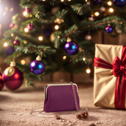 Cute Small Coin Purse & Credit Card Holder for Women Fashion Crossbody Chain Wallet Leather Coin Pouch Change Purse for Cash Key (Magenta)