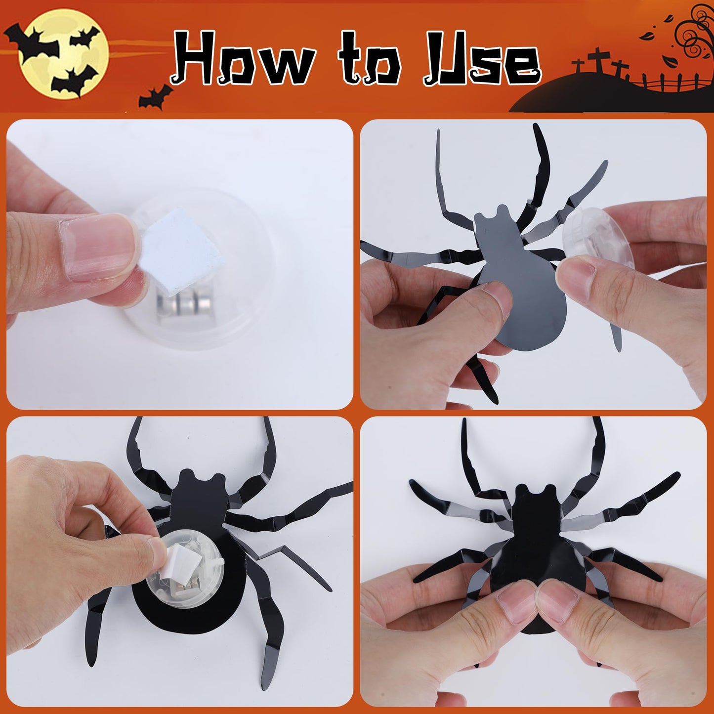 DR.DUDU 36 Pack Halloween Wall Decor Light up Spiders Window Decorations