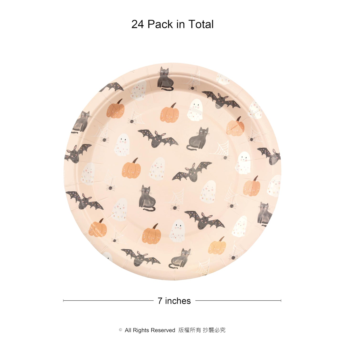 Cheerland Summer ween Paper Plates Disposable Cute Pumpkin Bat Ghost Party Plates for Pastel Halloween Decoration Kids Birthday Baby Shower and Spooky Summerween Party Decorations 7 Inch Pack of 24