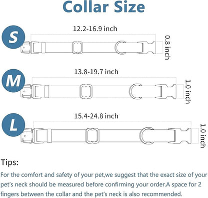 Dog Collar and Leash Set.Soft and Easy to Clean Vegan Leather with Rose Gold Metal Buckle for Small Medium Large Dogs (Black, M(13.8"-19.7"))