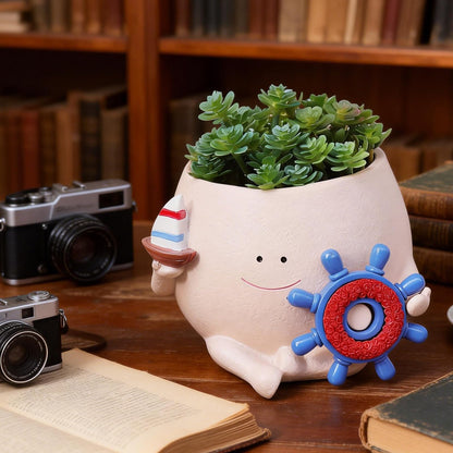NINIPAPA Face Planter Pot Cute Smiley Head Plant Pot for String of Pearls Plants Funny Flower Pots with Drainage Hole for Indoor Live Succulent Plants, IdeaI Gifts for Mother's Day Birthday