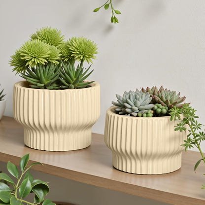 OXART Ceramic Pots for Plants, 7.7 Inch Round Plant Pot with Drainage Hole, Modern Outdoor Flower Pots Home Garden Decorative Planters for House Plants Indoor Planters (Yellow)