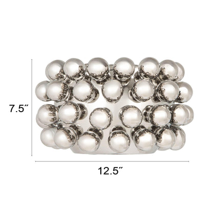 Bloomingville Stoneware Planter with Balls, Chrome Finish