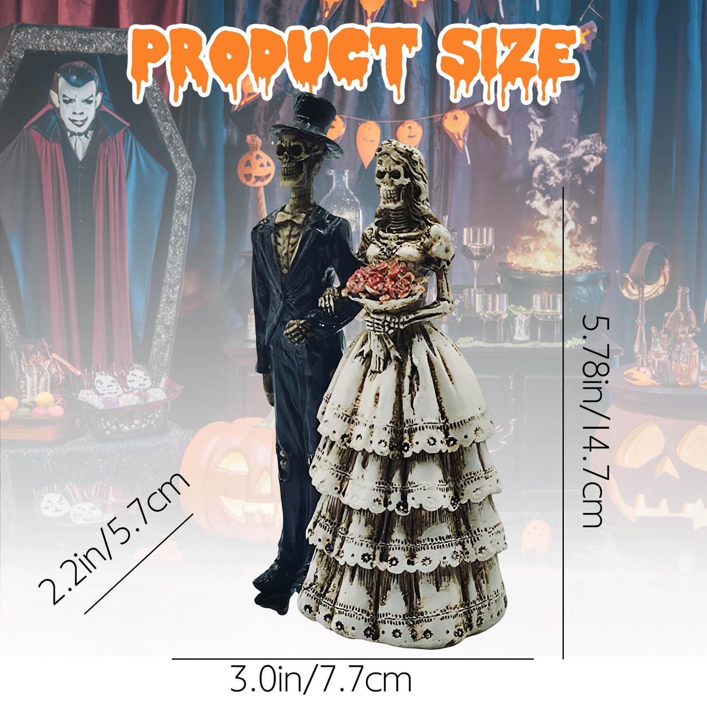 Gorbgle Halloween Decor, Gothic Decor Resin Skull Wedding Statues, Spooky Ghost Figurines, Goth Sculptures Table Centerpiece for Home Office, Desk, Mantel, Bookshelf, Indoor Decorations