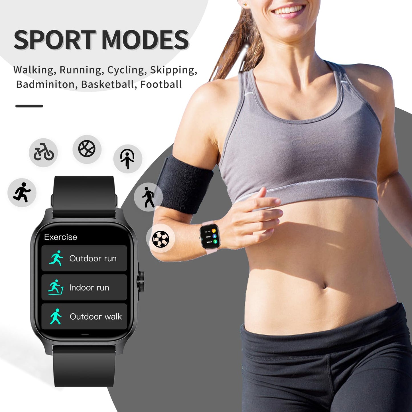Yihou Fitness Tracker Heart Rate Blood Pressure Watch Blood Oxygen Monitor Pedometer Step Counter Activity Tracker Big Fitness Tracker for Women Men Smart Watch for Android Phones Compatible iPhone