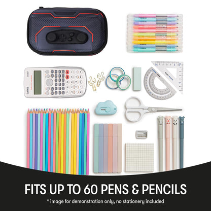 ZIPIT Gamer Pencil Case for Boys, Durable Pencil Box for School, Large Capacity Stationery Organizer Box, Black