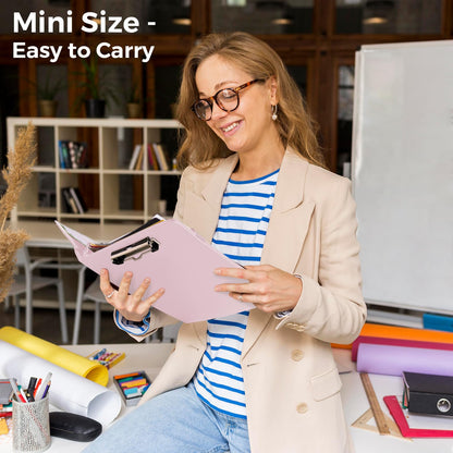SKYDUE Small 3 Ring Binder with Clipboard, 8" × 10" PU Mini 1 Inch Binder with Notepad, 5 Dividers, and Labels, Clipboard Folder Great for School Office(Fit Half Letter Sized Paper)