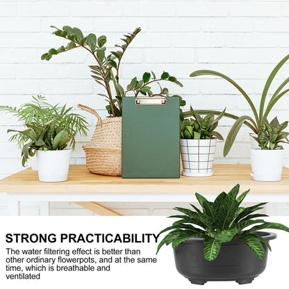 DOITOOL 2Pcs Bonsai Training Pot 17 inch Plastic Flower Pot Bonsai Pot with Drainage Hole, Oval Bonsai Planter Pot Plants Growing Pots for Nursery, Garden, Balcony, Black