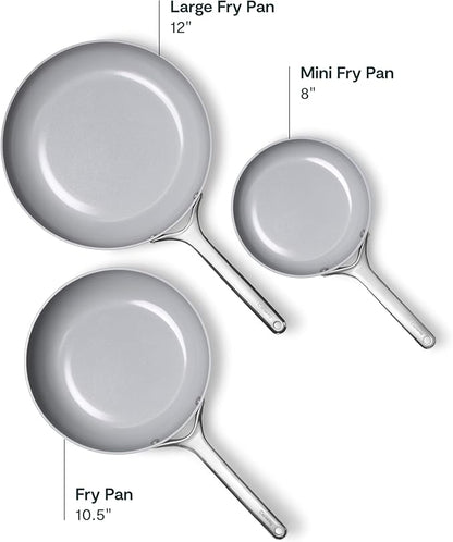 Caraway 8in + 10in Fry + 12in Fry Set (no lids) + 3Qt+ 4.5Qt Saute Duo White